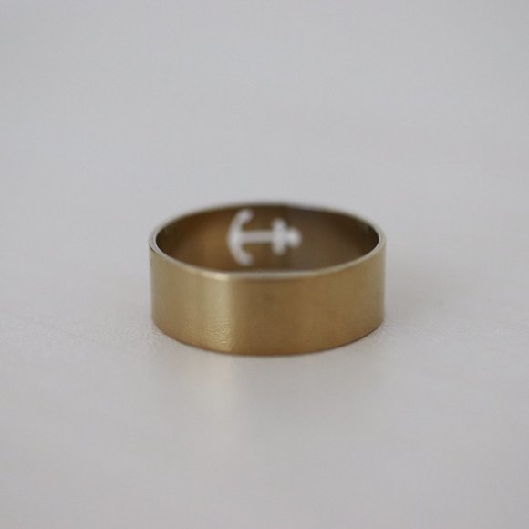 Anchor Design Ring Gold Plated Stainless Steel 6.5MM Womens Ring D1 - Picture 2 of 3